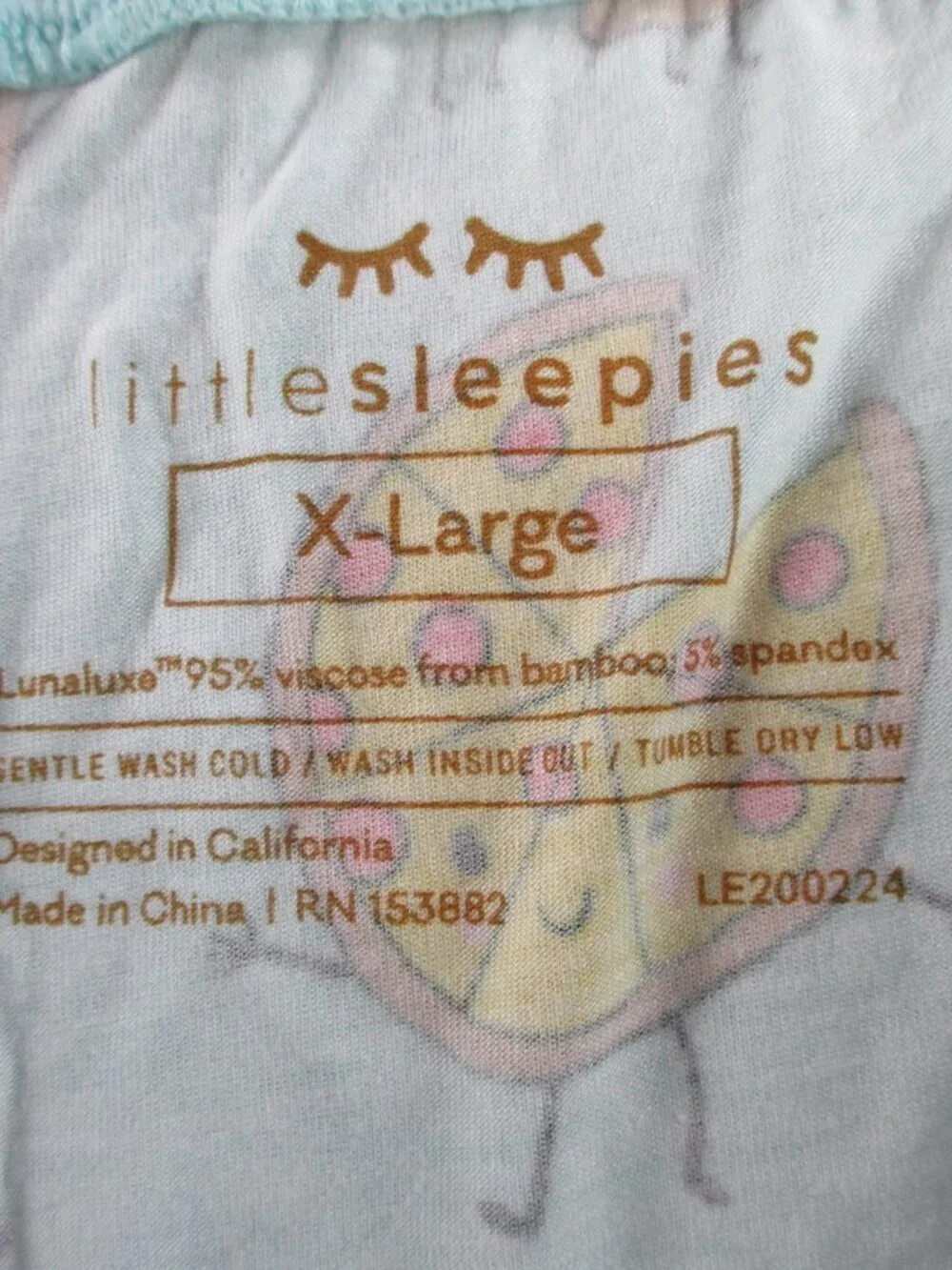 Little Sleepies Pajama Shorts Womens XL Blue Pizza Pals Print Bamboo Lounge PJs - Picture 7 of 8